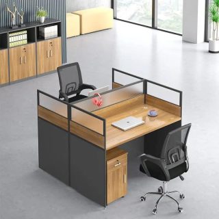 2-seater office workstation desk with partition and storage for modern offices