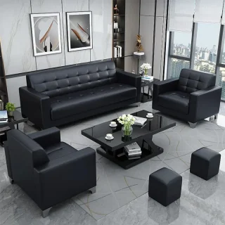 Black leather office sofa set 3-seater and 2 singles Kenya
