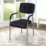 Padded visitor office chair with chrome frame